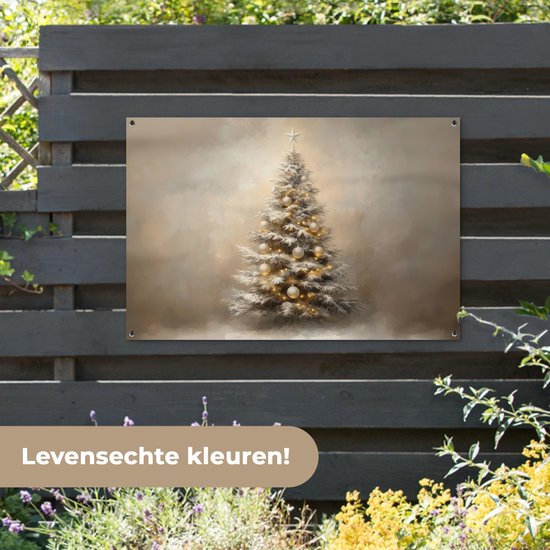 Affiche de jardin 120x80 cm - Décoration de jardin Noël - Sapin de Noël - Neige - Art - Affiche pour le jardin - Décoration extérieure - Tableau de jardin clôture - Décoration murale sur toile de jardin - Décoration murale sur toile de balcon