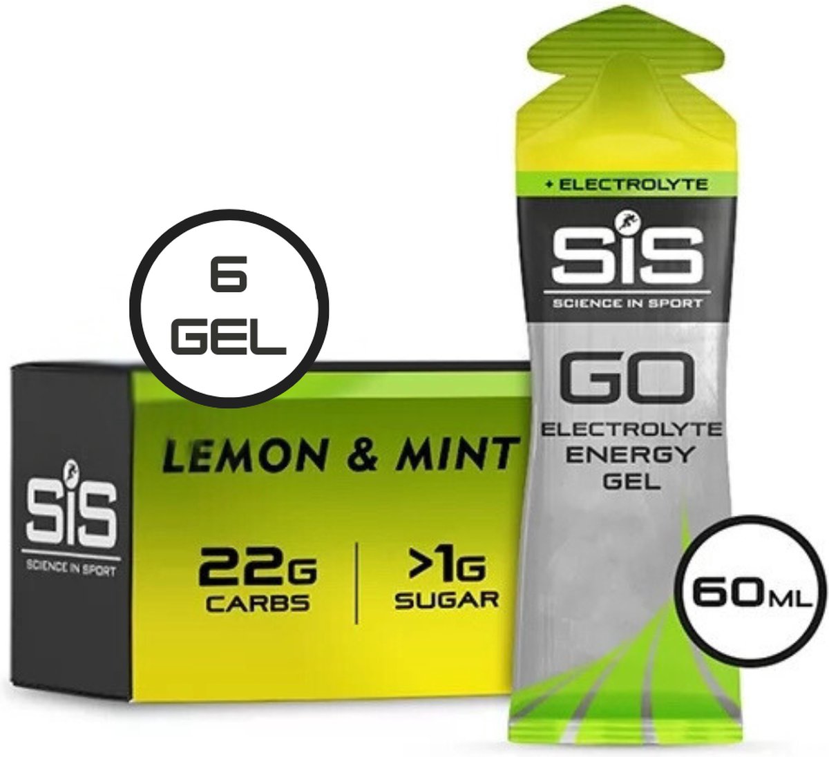 Science in Sport - SIS Go Energy + Electrolyte - Sportgel - Energie gel - Isotone Sportgel - Lemon & Mint Smaak - 6 x 60ml