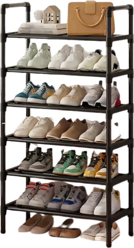 Étagère à chaussures Nivard - Banc à chaussures - Porte - Système de rangement de Chaussures pour femmes - Organisateur - 6 couches