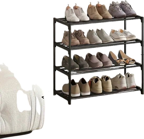 Étagère à chaussures Nivard - Banc à chaussures - Porte - Système de rangement de Chaussures pour femmes - Organisateur - 4 couches Groot