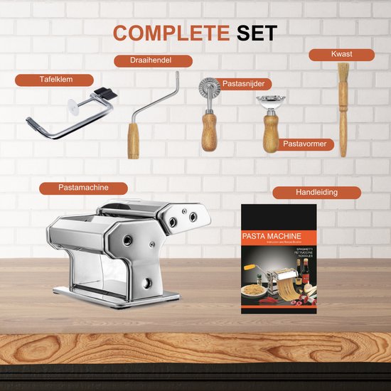 KitchenHouse - Pastamachine set - Pastamaker - Verwisselbare kop - Inclusief Pasta Tools - RVS - Pasta - Keukengerei - Spaghetti Machine van KitchenHouse — afbeelding 3