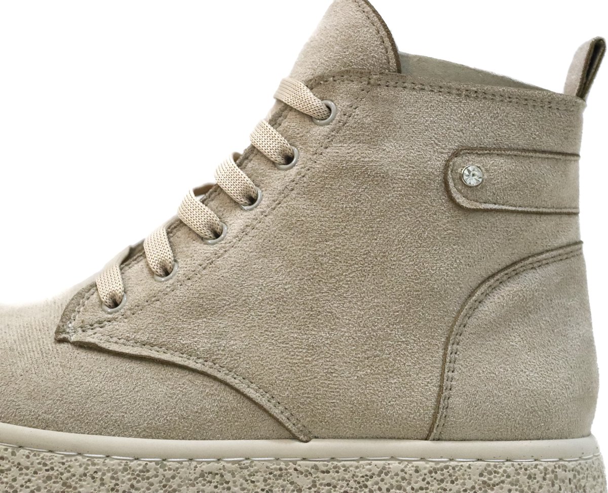 Efrin Veterboots met plateauzool - Beige