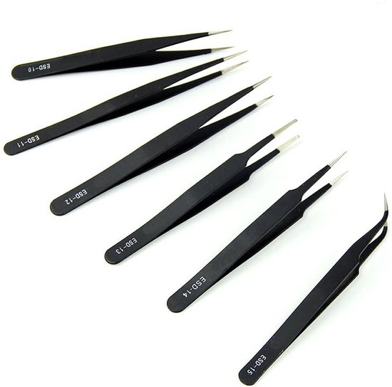Foto: 6 stuks pincet set zwart precisie hobbypincet modelbouw hoogwaardige kwaliteit verschillende pincetten hobby sieraden en laboratorium handig en duurzaam fijn werk