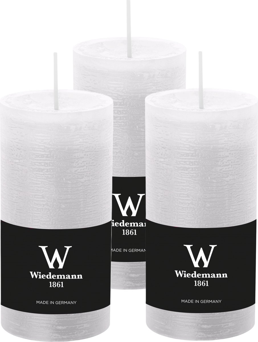 Wiedemann Cilinderkaars/stompkaars - 6x - rustieke kaars - wit - 6 x 12 cm - 42 branduren