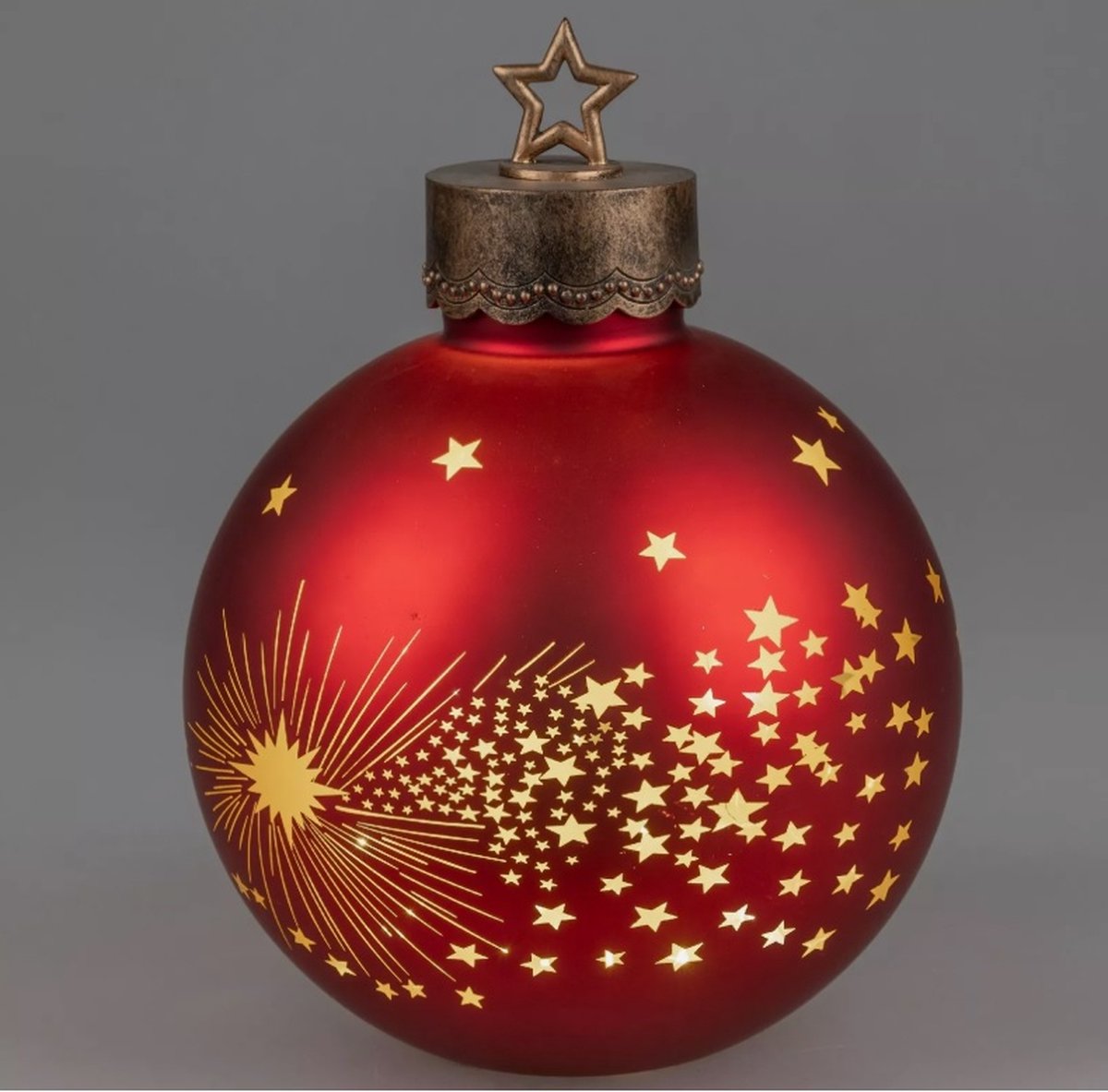 Kerstbal - Decoratie - XL - Rood - 35cm - Ø25cm - incl ledlicht - incl. AAA batterij