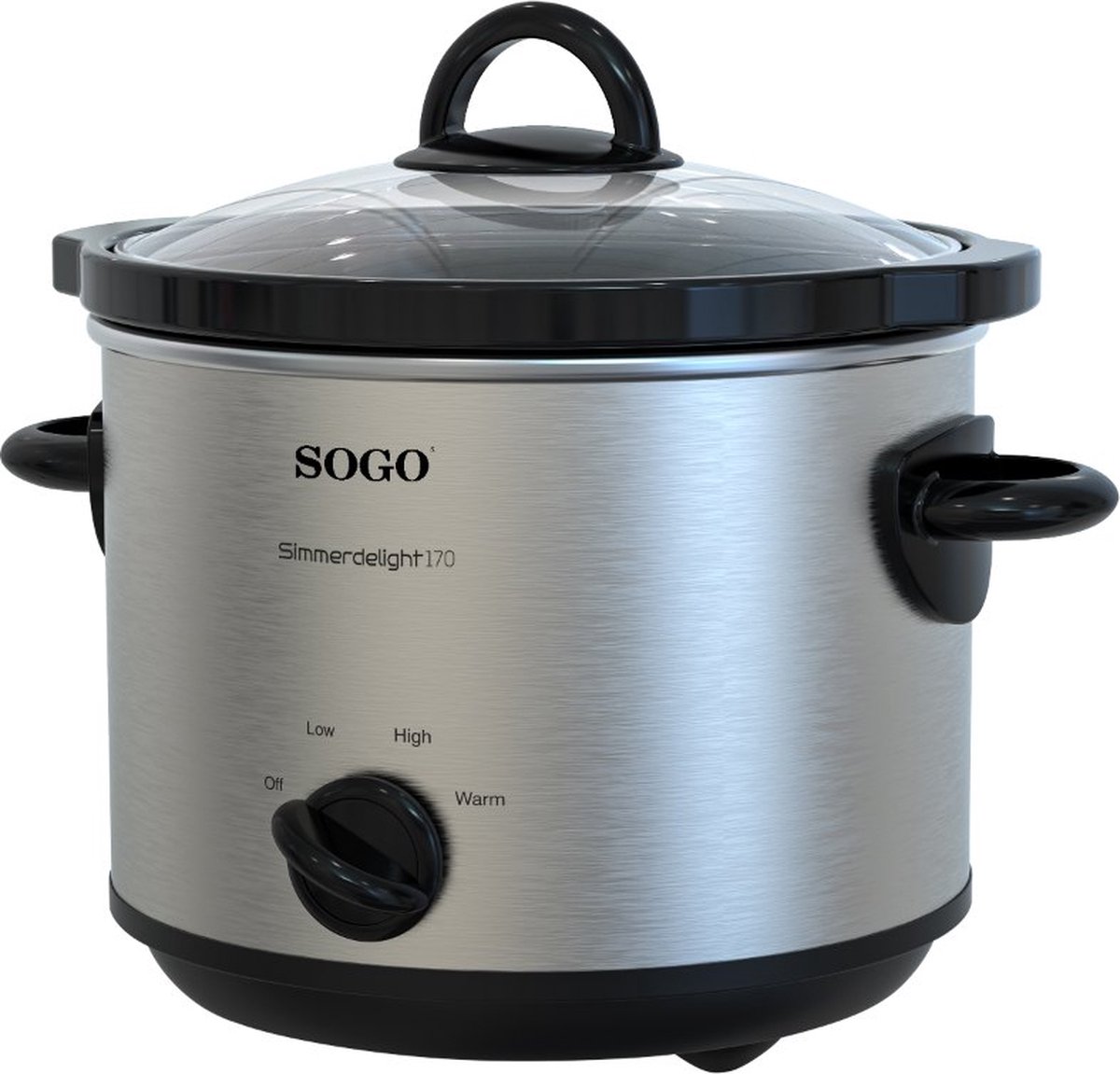 SOGO Slowcooker 3L RVS 170W voor 3-4 Personen Zilver - afbeelding 2