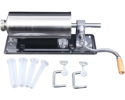 Hachoir à viande Hanimo Pro5 - Remplisseuse de saucisses professionnelle - Machine à viande en acier inoxydable - 4,8 litres - Incl. 4 Pipes de remplissage - Boucher - Traiteur - Chef à domicile