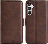 Coque pour Samsung Galaxy A15 - MobyDefend Luxe Wallet Book Case (fermeture latérale) - Marron - Étui de téléphone portable - Étui de téléphone adapté pour Samsung Galaxy A15