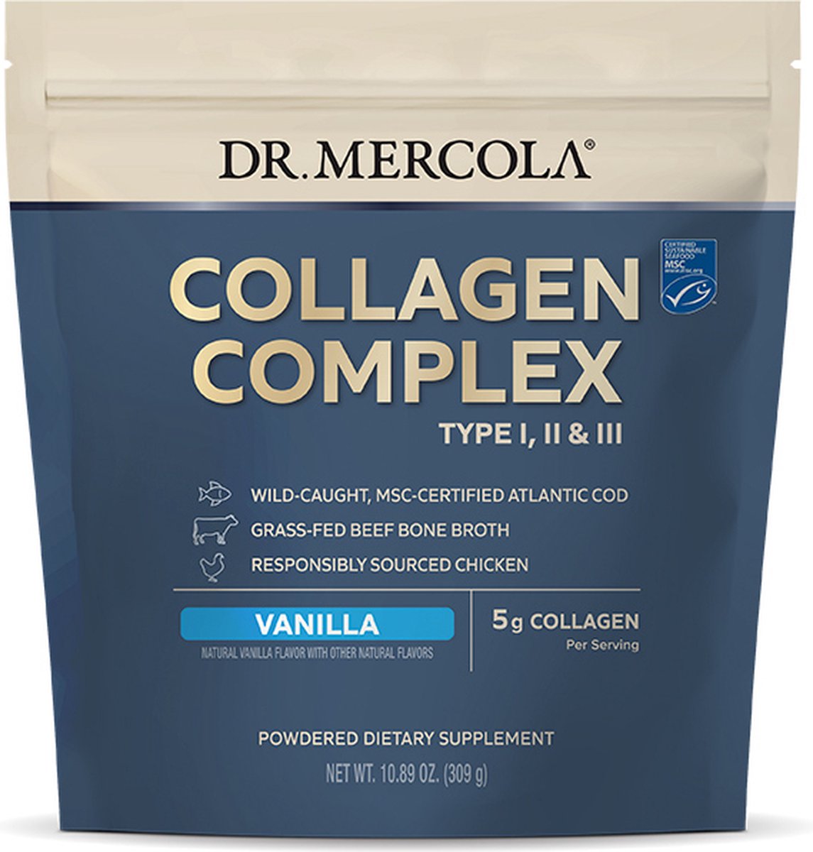 Goedkoopste Dr. Mercola Collagen Complex Powder - Vanilla - Collageen Complex Poeder - Vanille - 309 gram