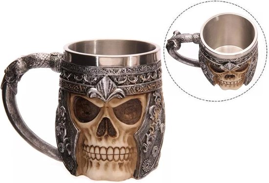 Mok kop Bisonte - 3D - roestvrij staal - hars - bierpul - horror