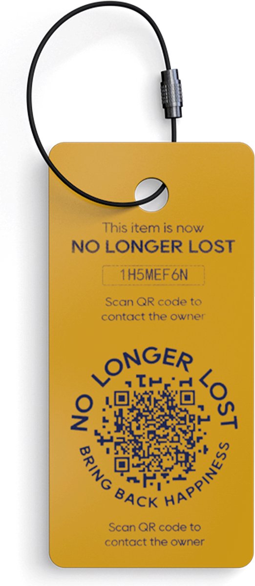 NoLongerLost - sleutelhanger (x2) - mosterdgeel - Unieke QR code - Tracking