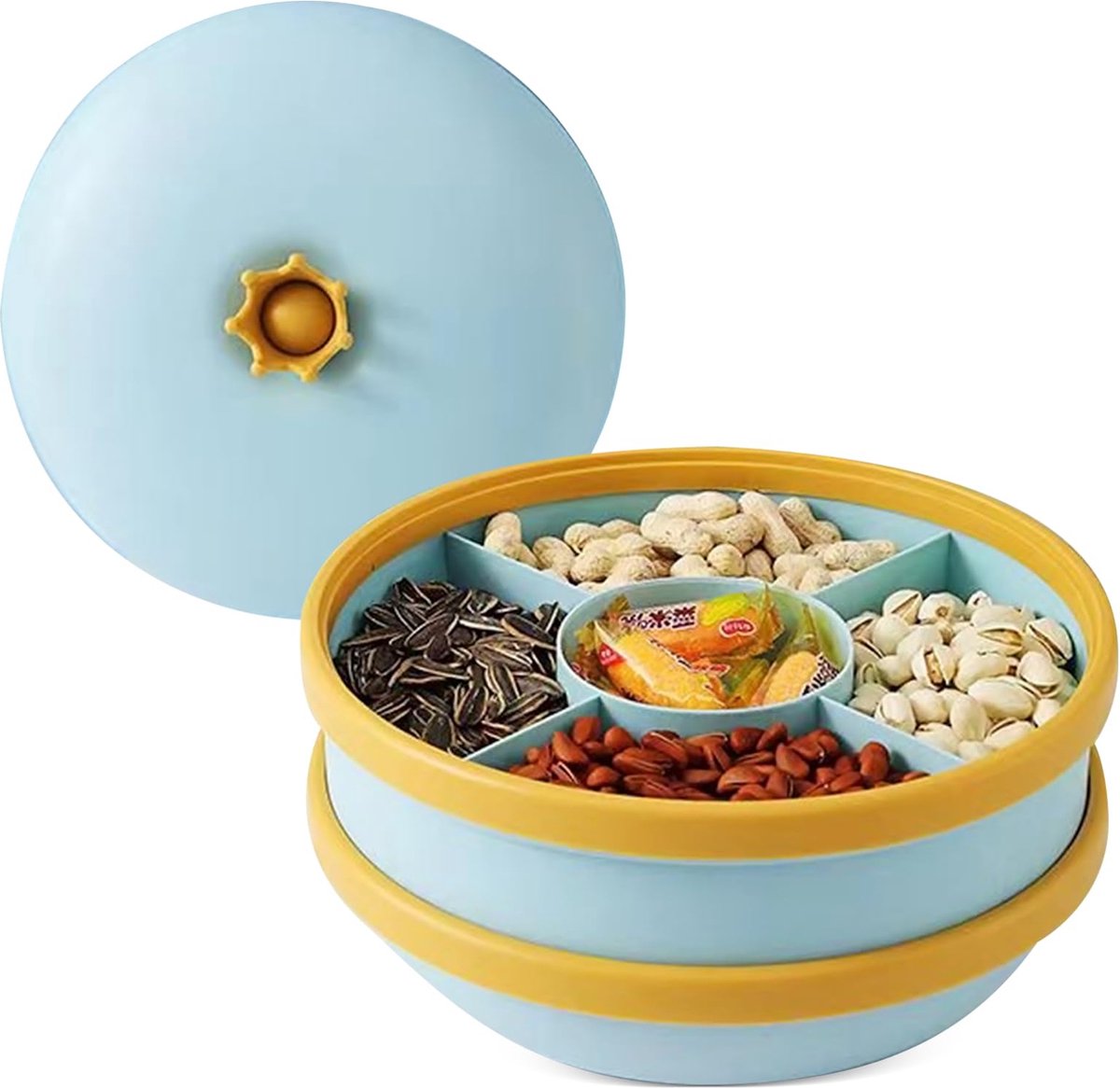 Goodivery ® Multifunctionele Snackschalen met 6 Vakverdelingen en Dubbele Laag voor Feestelijke Gelegenheden