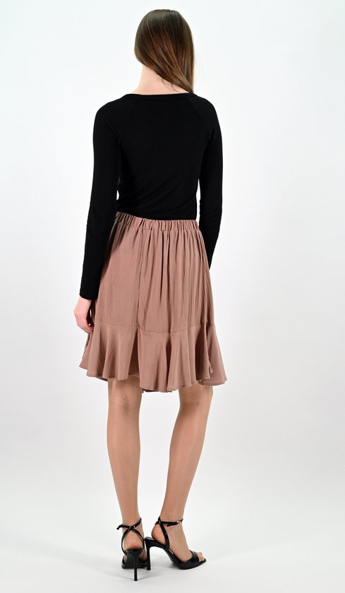 YesMooi - Bruine Mini Rok met Volants - S (36)
