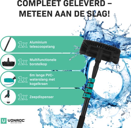 DEPACLEAN wasborstel met 3K full carbon telescoopsteel 12,8m basisset
