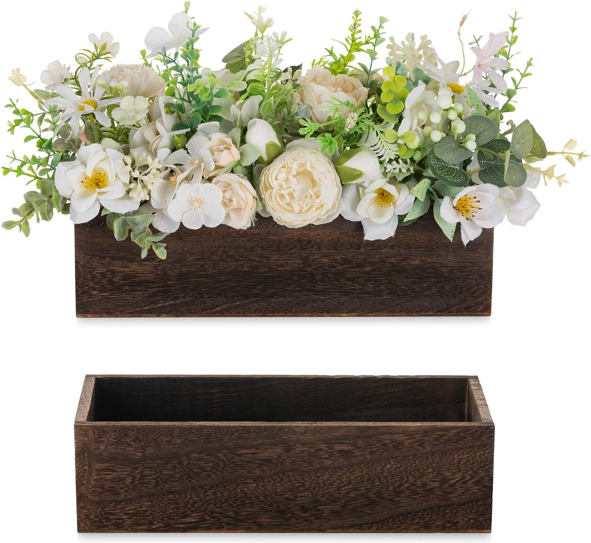 La'Moussawi ® Houten Rechthoekige Bloembakken voor Tafeldecoratie en Bruiloft