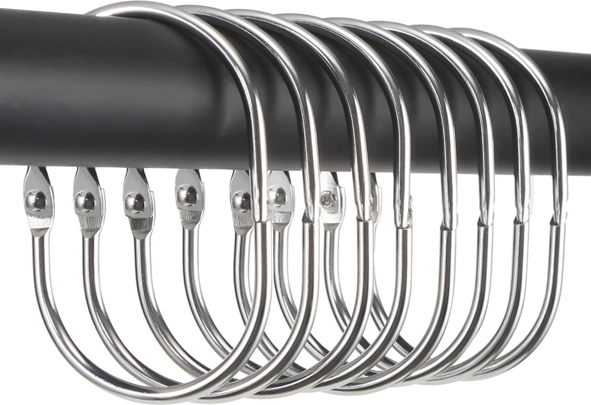 La'Moussawi ® Metalen Ovale Ringen voor Douchestang met Eenvoudige Sluitfunctie – 24 Stuks