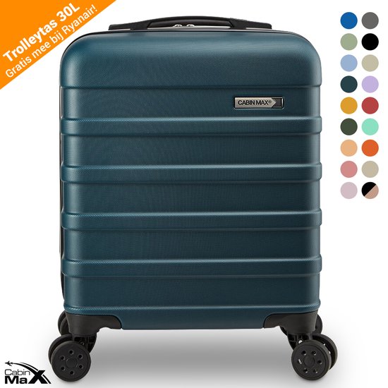 Blauwe trolley handbagage koffer (30L) met een selectie van andere kleuren