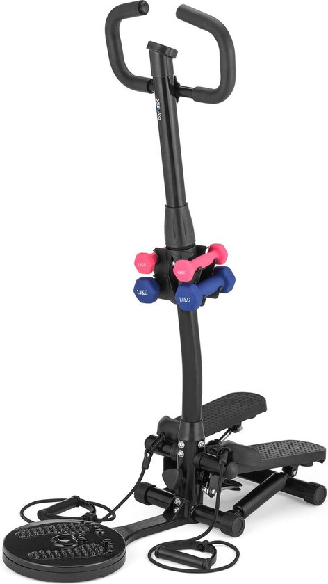 Gymtek® Stepper met Twister en Halterset - Inclusief Weerstandsbanden - met Stappenteller en Calorieënteller - Fitness, Pilates, Workout - XST1000