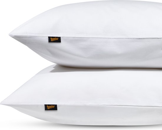 Taies d'oreiller Supérieures - 60x70 cm - Wit - 100% Katoen - Set de 2