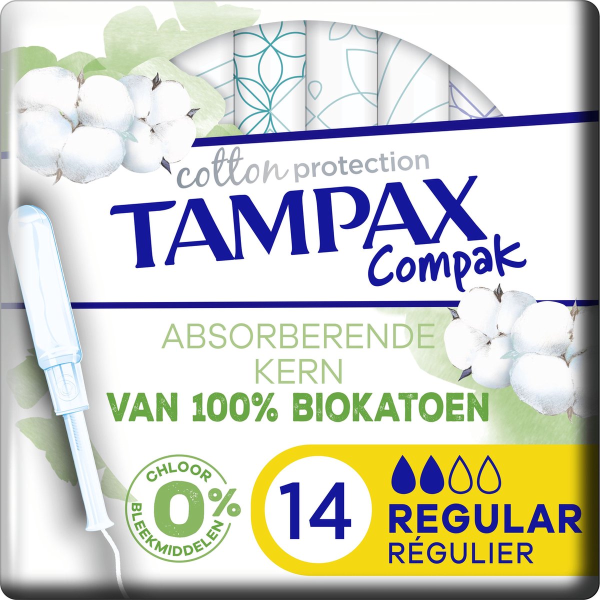 Goedkoopste Tampax Cotton Protection Compak Regular Tampons - Tampons met Inbrenghuls - 14 stuks