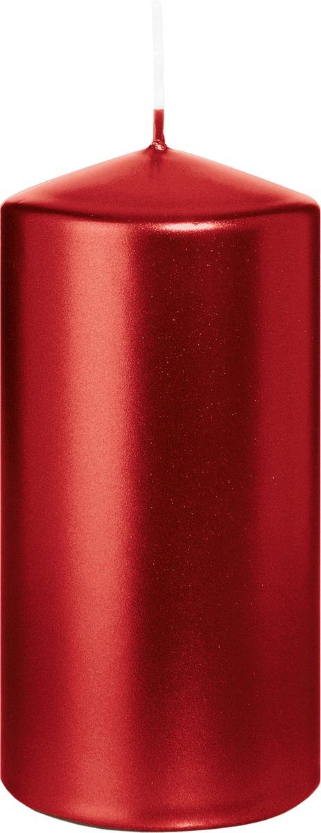 Wiedemann Cilinderkaars/stompkaars - metallic rood - 12 x 6 cm - 33 branduren - zuilkaarsen