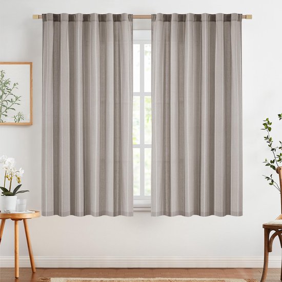 Joydeco 100% verduisteringsgordijnen voor binnen, 2 stuks, linnen, thermische gordijnen met lussen, voor moderne woonkamer, kinderkamer, slaapkamer, 2 x 132 x 210 cm (b x h), saliegroen