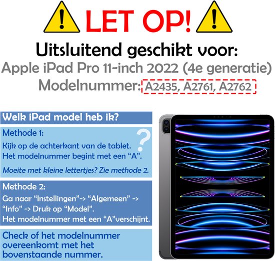 Étui adapté pour iPad Pro 2022 (11 pouces) Étui de Luxe Case Book Case - Étui adapté pour iPad Pro 11 pouces (2022) Housse de protection - Rouge