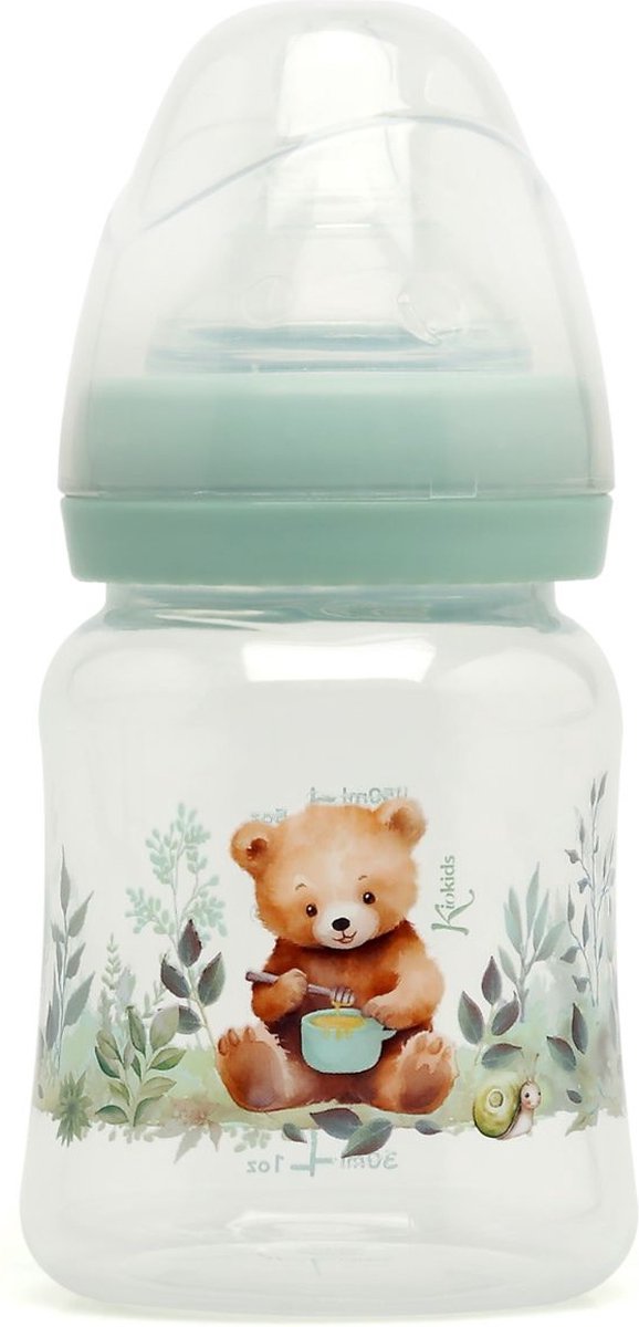 Goedkoopste Babyfles brede hals 150 ml voor baby’s 0 maand - Mintgroen Beer