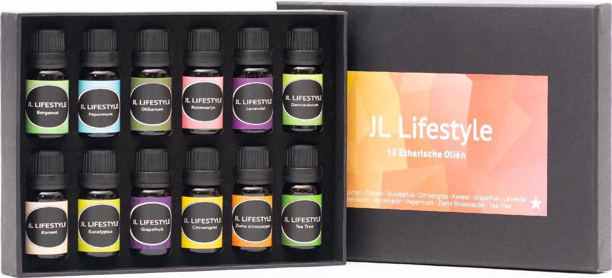 Goedkoopste JL Lifestyle® Etherische Olië set 12 stuks – 100 puur en natuurlijk - Essentiële olie set - Geschikt voor Aroma Diffuser