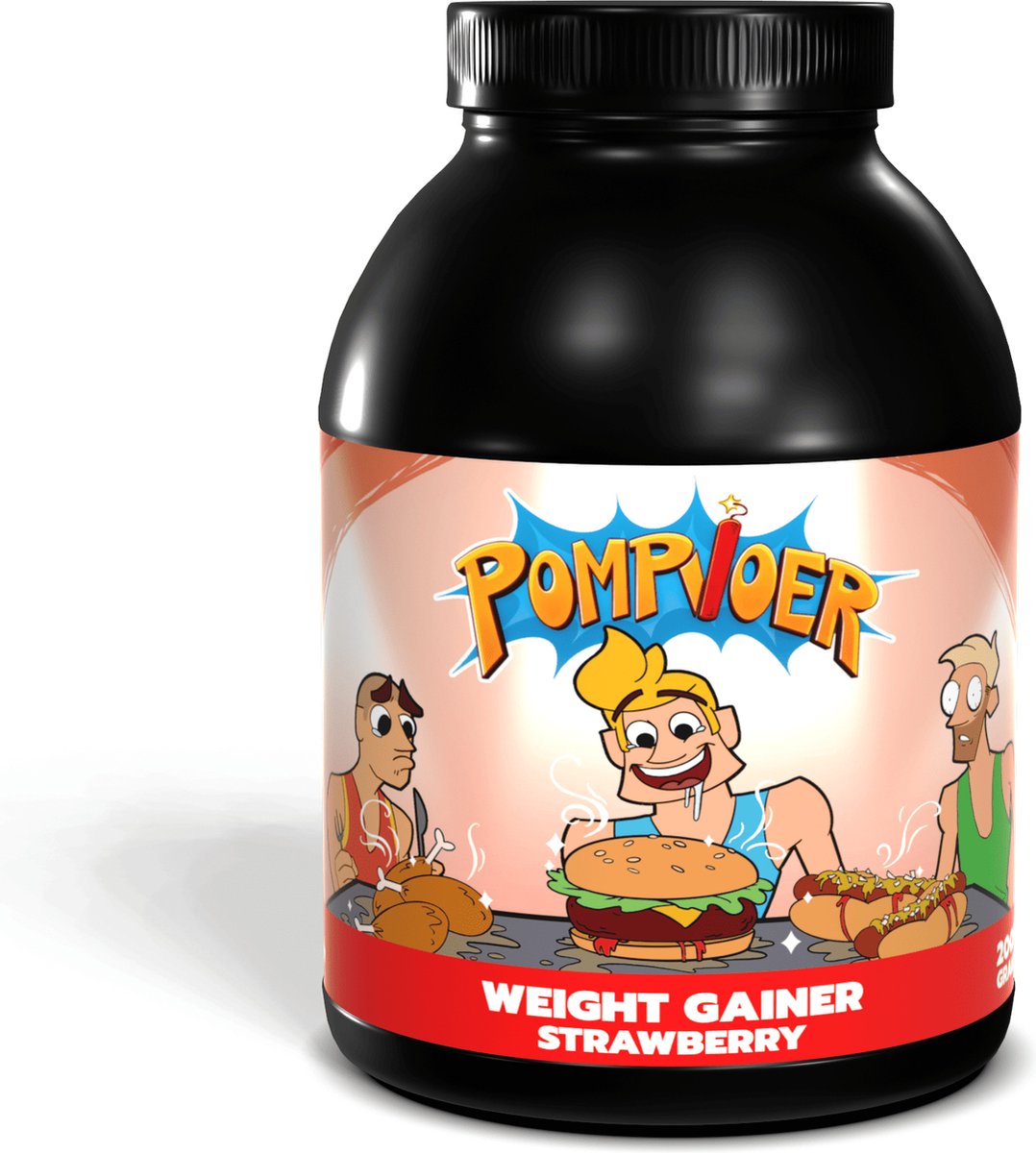 Goedkoopste POMPVOER - WEIGHT GAINER - AARDBEI - 2000 GRAM (33 shakes