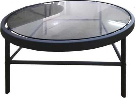 bol.com | Home salontafel in rookglas en gepoedercoat onderstel in zwart.