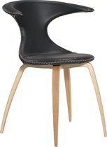 Set van 4 Danform Flair eetkamerstoel zwart echt leder, eiken poten.