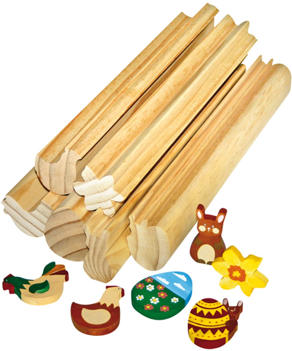 Eduplay houten knutselstokken Pasen decoratie set - 6 stuks.
