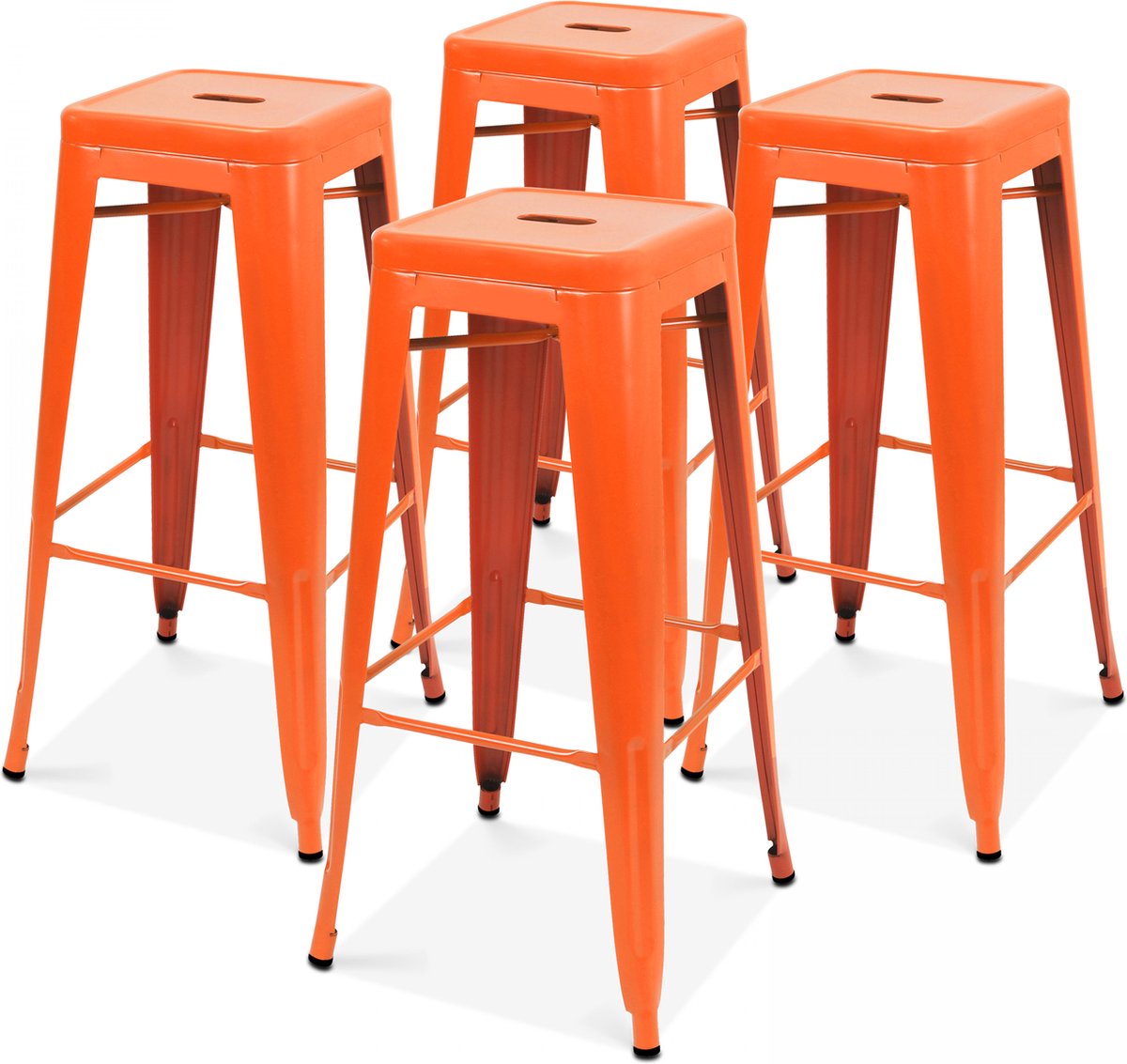 Oviala - 4 barkrukken van mat oranje metaal - INDUS