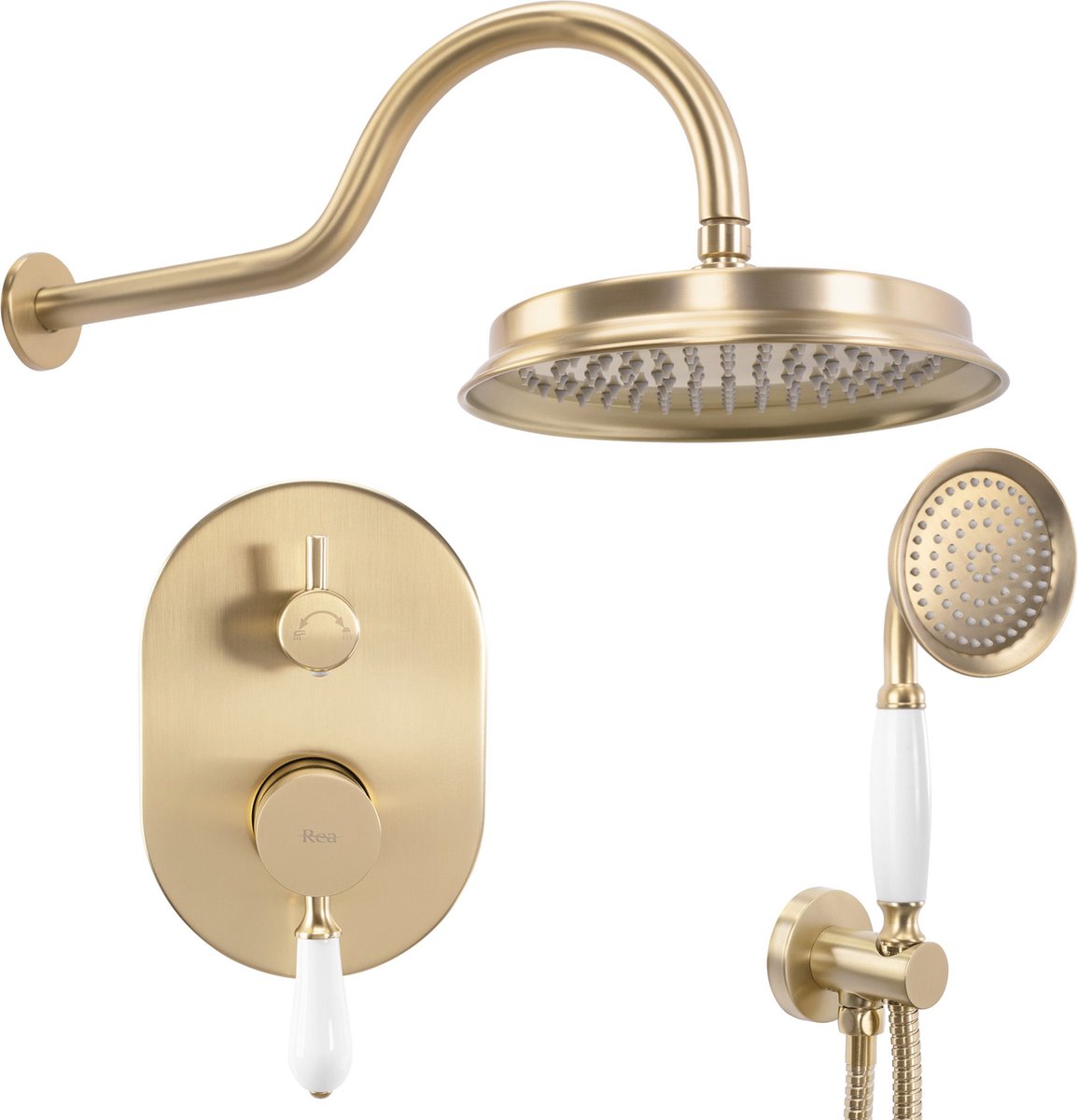 Rea Serra Regendouche Inbouw Geborsteld Goud 23cm