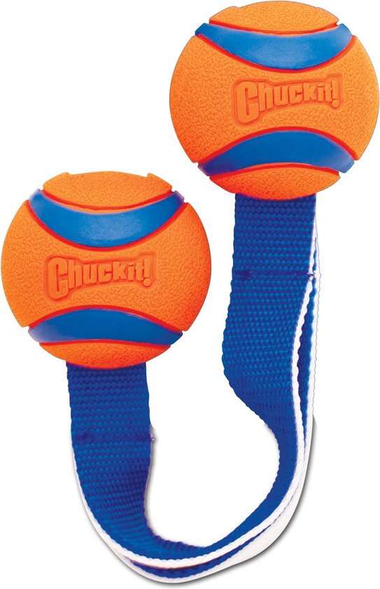 Chuckit! Ultra Duo Tug - Hondenspeelgoed - Apporteerspeelgoed - Nylon/Rubber - Medium - Ø6 cm - Blauw/Oranje