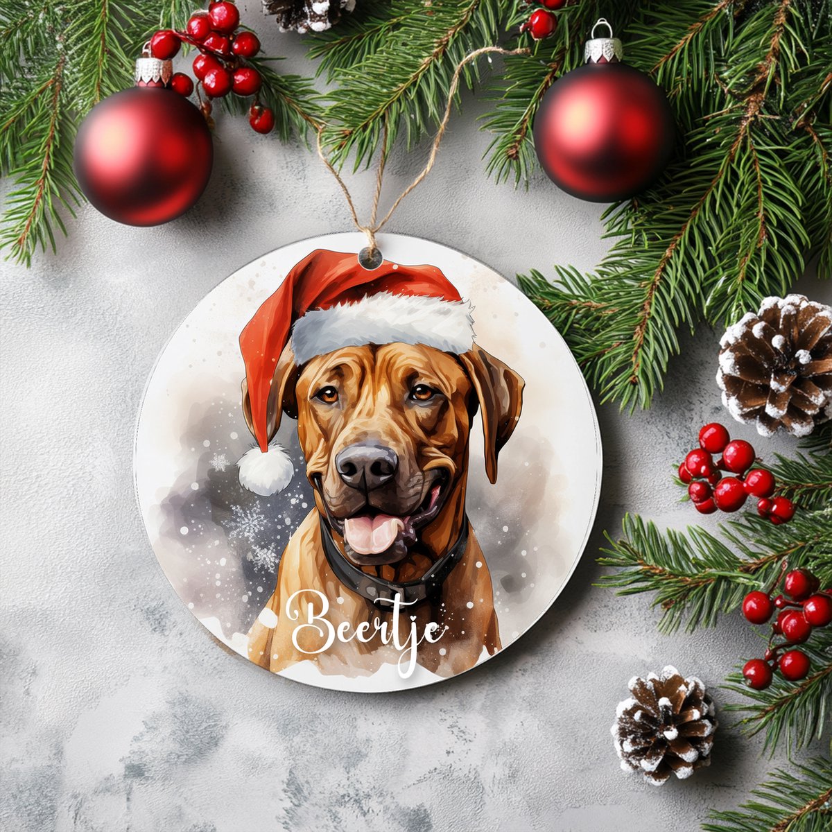 Kerstboom hanger Rhodesian Ridgeback met naam