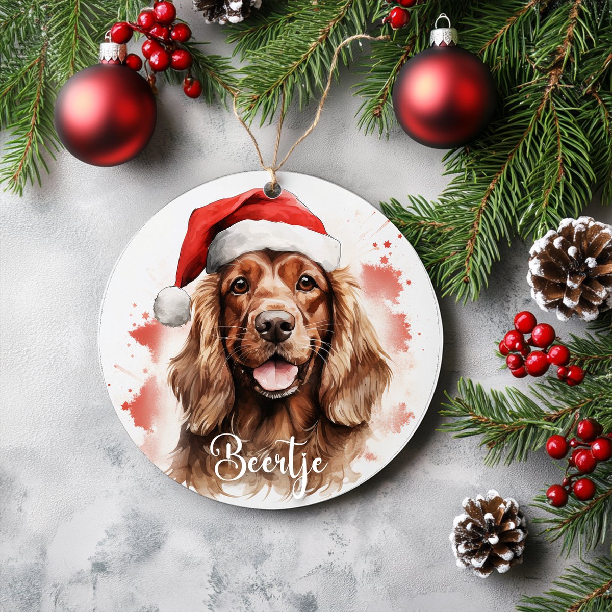 Kerstboom hanger Cocker spaniel met naam