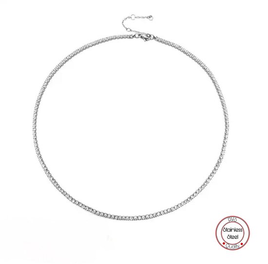 Collier Tennis Soraro | Couleur argent | Plaqué Or 18 carats | Collier femme | Élégant | 38+5 CM