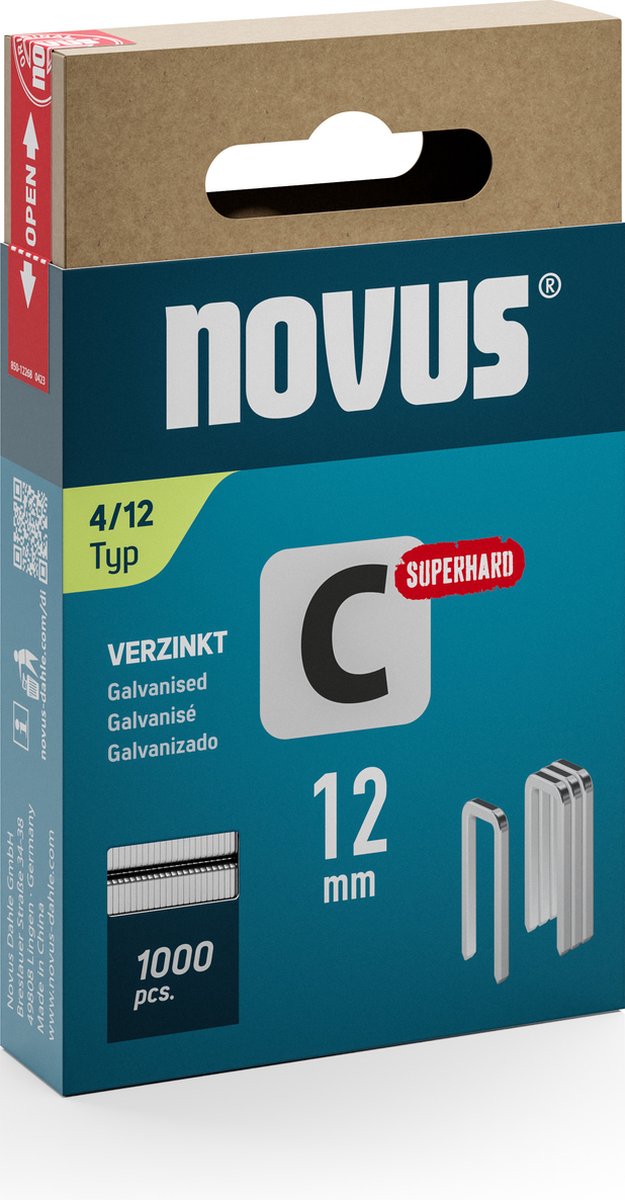 Novus Tools 042-0800 Nieten met smalle rug Type 4 1000 stuk(s) Afm. (l x b) 12 mm x 6.1 mm