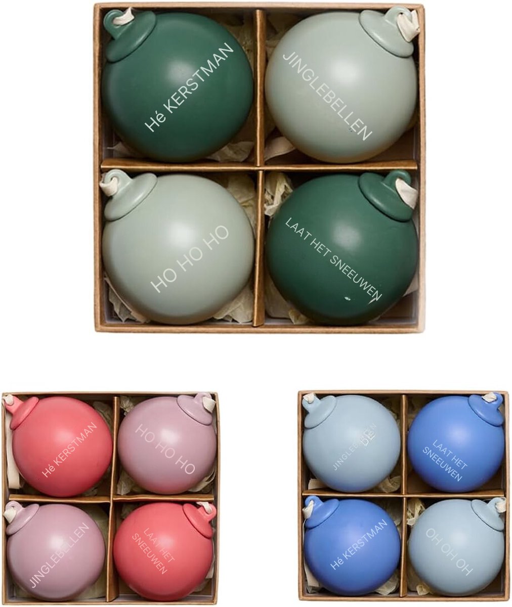 Design Letters Set Van 4 Kerstballen | Creëer Een Magische Kerstsfeer Eet Elegante Decoratie | Perfect Kerstcadeau | 60 MM