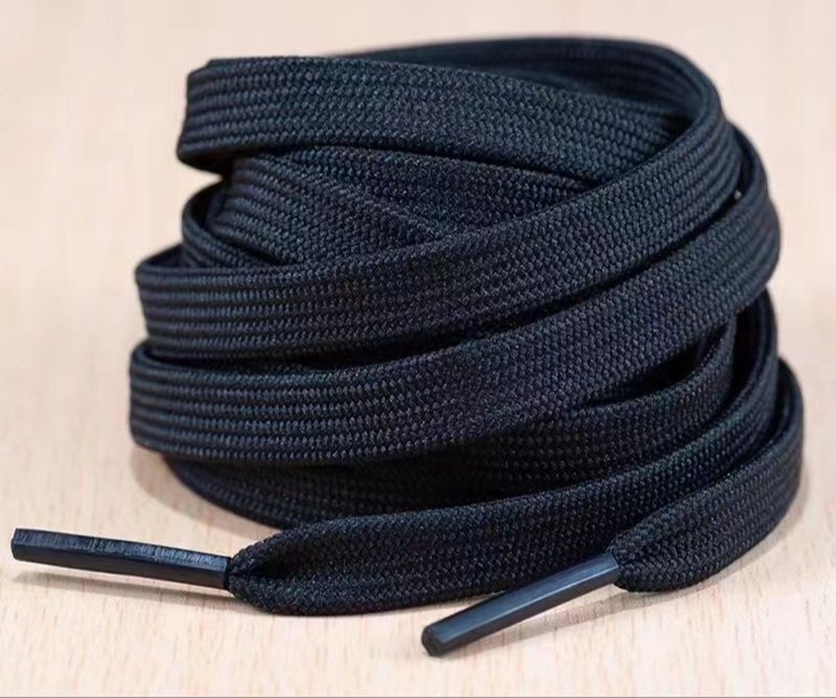 100 cm Sneaker Veters -Platte elasticiteit -Shoe laces -Platte veters - Breedte: 10mm- kleur: zwart