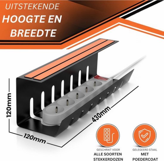 GELSENWERK Desk Cable Duct No Drilling - Cable Tray 43 X 12 X 12 Cm - View #3