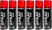 Spuitverf set 6 x 200 ml - rood. Sneldrogende graffiti-spuitbussen voor hout, steen, metaal, glas. rood (RAL 3020)