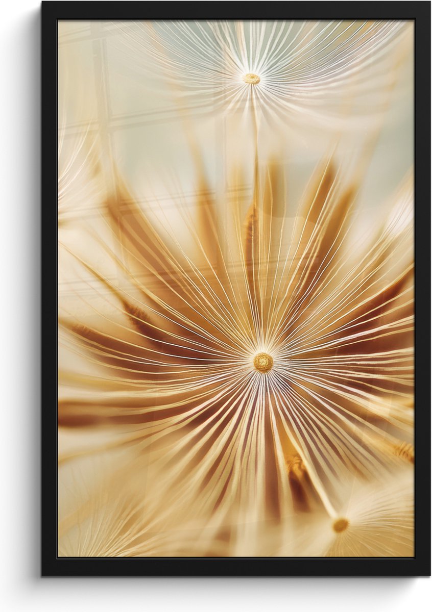 FrameYourWall Poster in lijst - Fotolijst 40x60 cm - Posters - Paardenbloem - Beige - Abstract - Modern - Natuur - Posterlijst zwart - Decoratie - Wanddecoratie woonkamer - Muurdecoratie slaapkamer Paardenbloem - Abstract