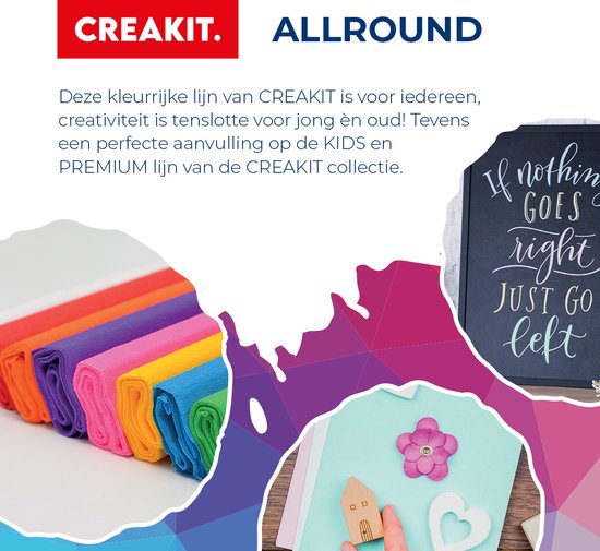 Rouleaux de papier crêpon aux couleurs de l'arc-en-ciel, à côté d'un tableau noir avec du texte.