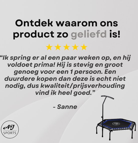AJ-Sports Fitness Trampoline - Mini Trampoline - Inclusief grijpstang - Ø 105cm - Belastbaar tot 200 kg - Trampoline - Trampolines