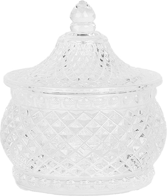 Clayre & Eef Pot de stockage Ø 10x11 cm Transparent Verre