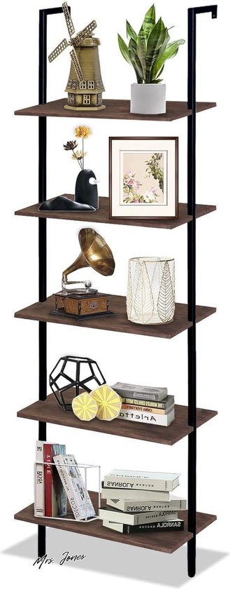 YITAHOME Boekenkast 5 Niveaus, Vloerstaande Boekenplank, Houten Plank En Metalen Frame Boekenrek Display Opbergrek Rekken Voor Woonkamer Thuiskantoor Witte Boekenplank 658570859