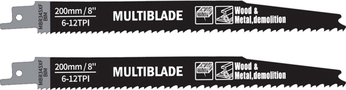 Multiblade Reciprozaagblad BIM MBR345XF voor Hout en Metaal 200 mm 2 stuks